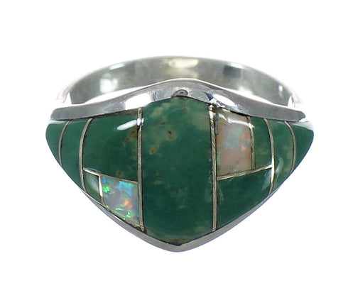 Authentic Sterling Silver Turquoise Opal Southwestern Ring Size 6-1/2 YX82581